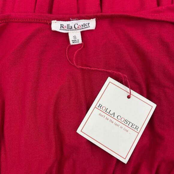 Rolla Coster Cold Shoulder Faux Wrap Maxi Dress Red Size S - Picture 9 of 9
